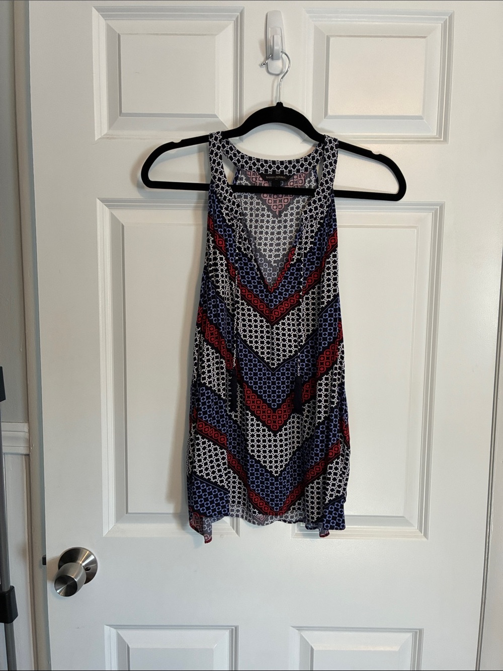 Banana Republic Chevron Racerback Tank - Navy, Red & White